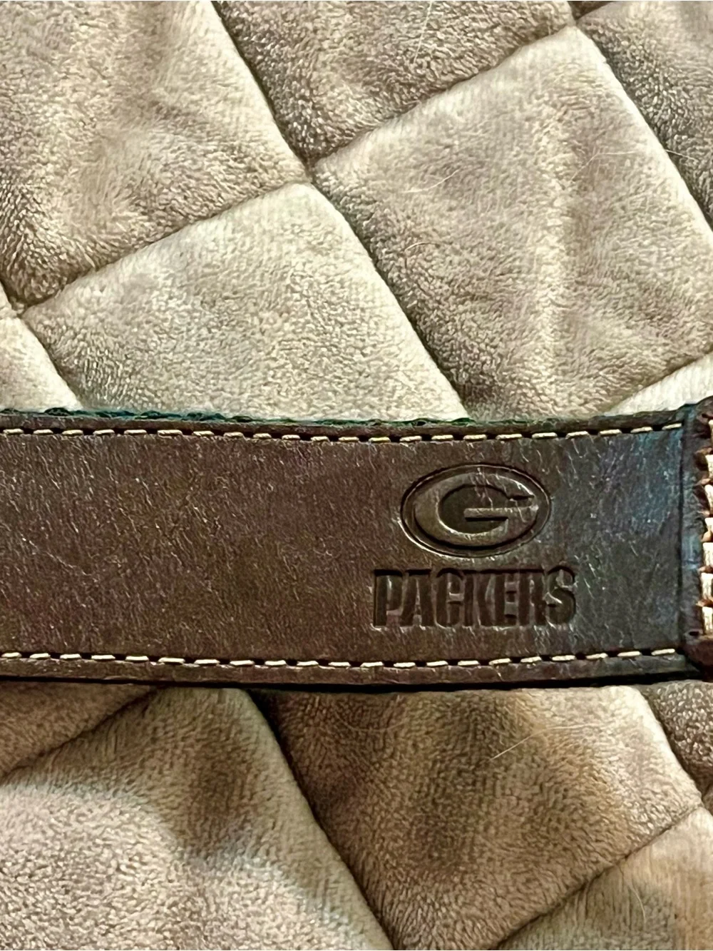 Jack Mason Green Bay Packers Reversible Belt, Size 38 Leather Stitching